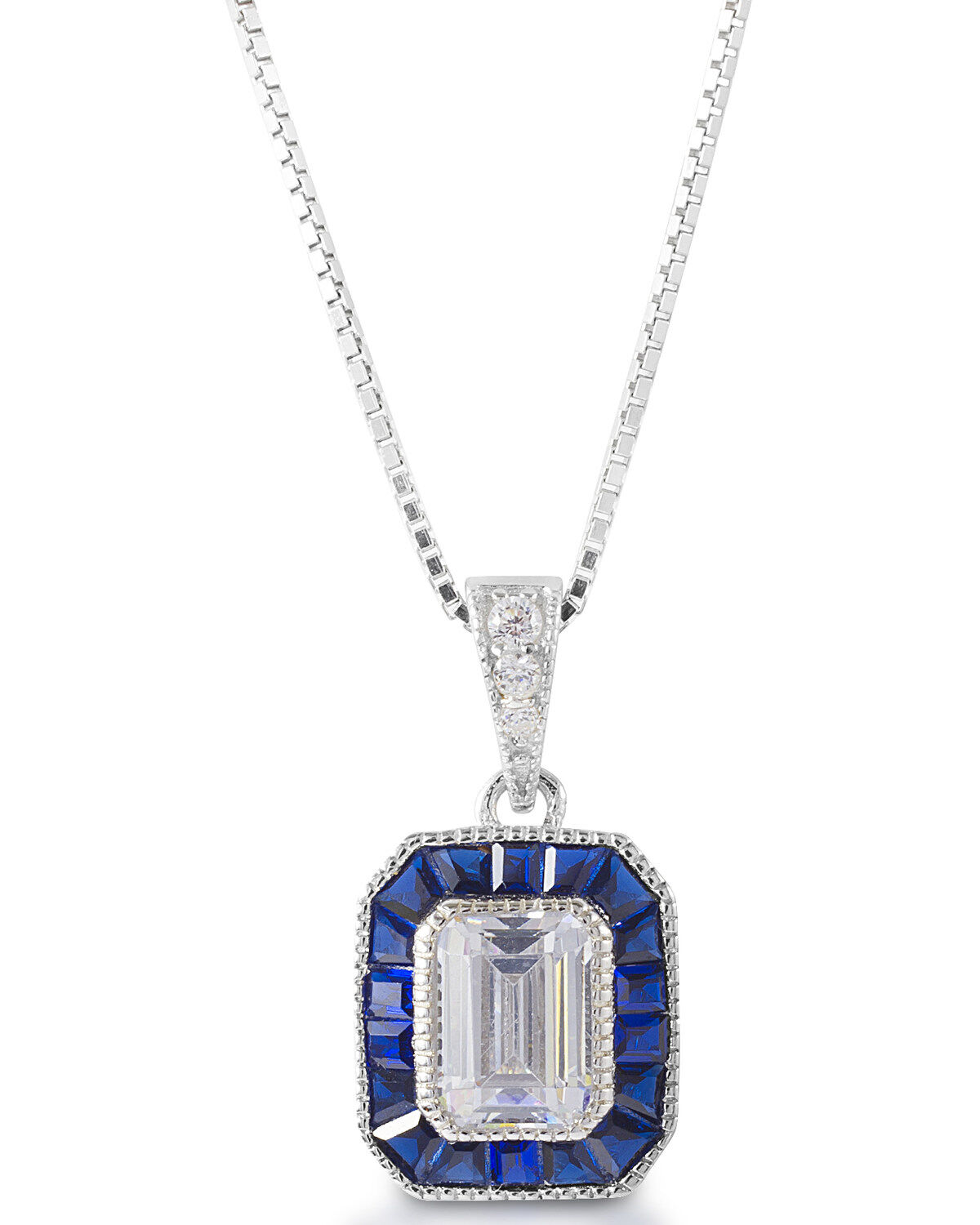 Women's Kelly Herd Asscher Cut Blue Spinel Pendant Necklace