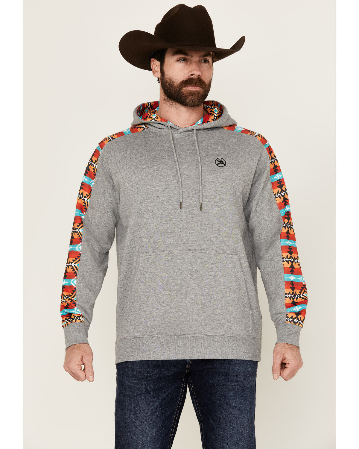 Men's Hooey Canyon Southwestern Sleeve Block Hooded Sweatshirt