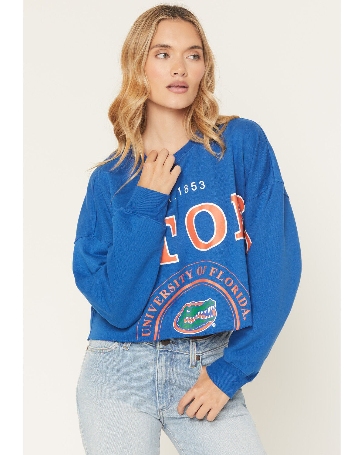 Women's Gameday University of Florida Split Long Sleeve Cropped Graphi