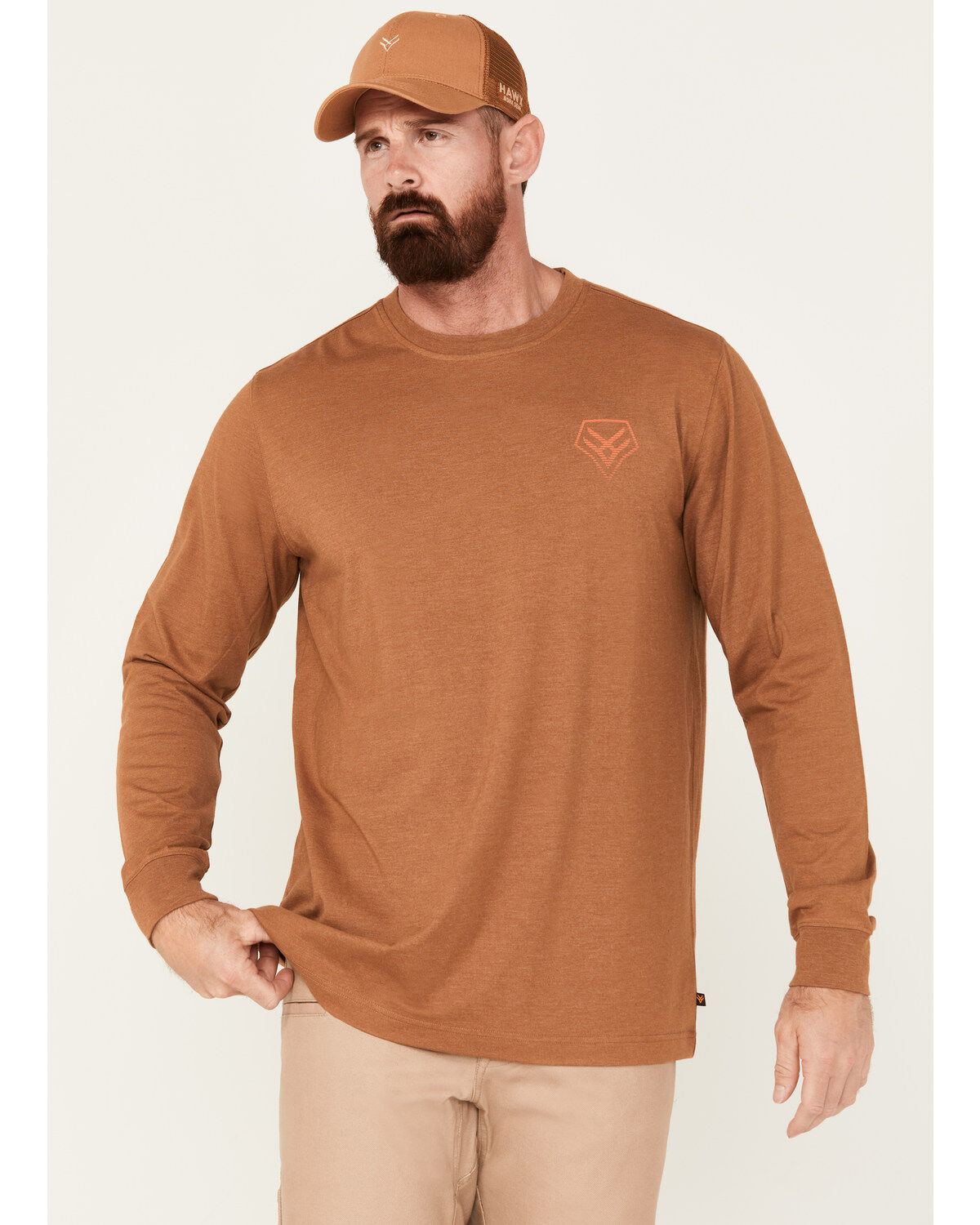 Men's Hawx Ombre Long Sleeve Graphic Work T-Shirt
