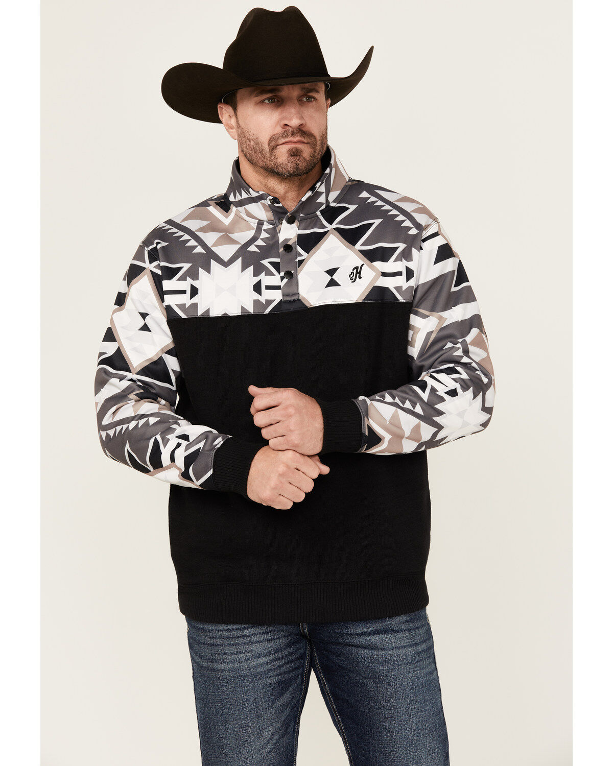 Men's Hooey Stevie Southwestern Block 1/4 Snap Pullover