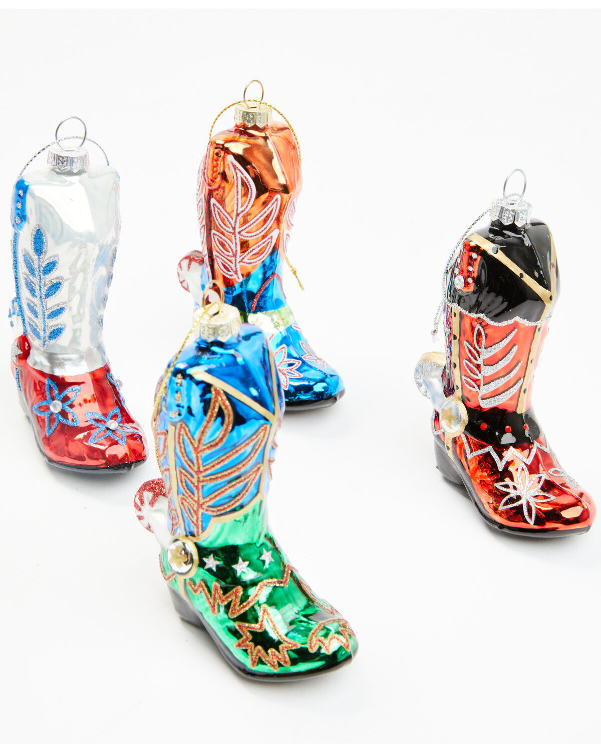 Boot Barn Glass Cowboy Boots Christmas Ornament Set - 4 Piece