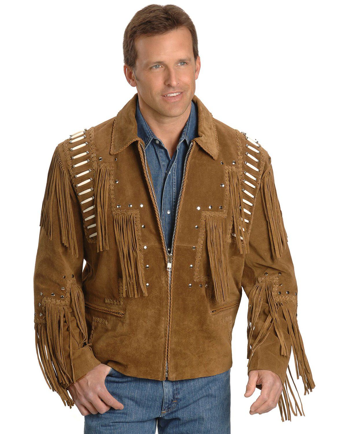 Liberty Wear Bone Fringed Leather Jacket
