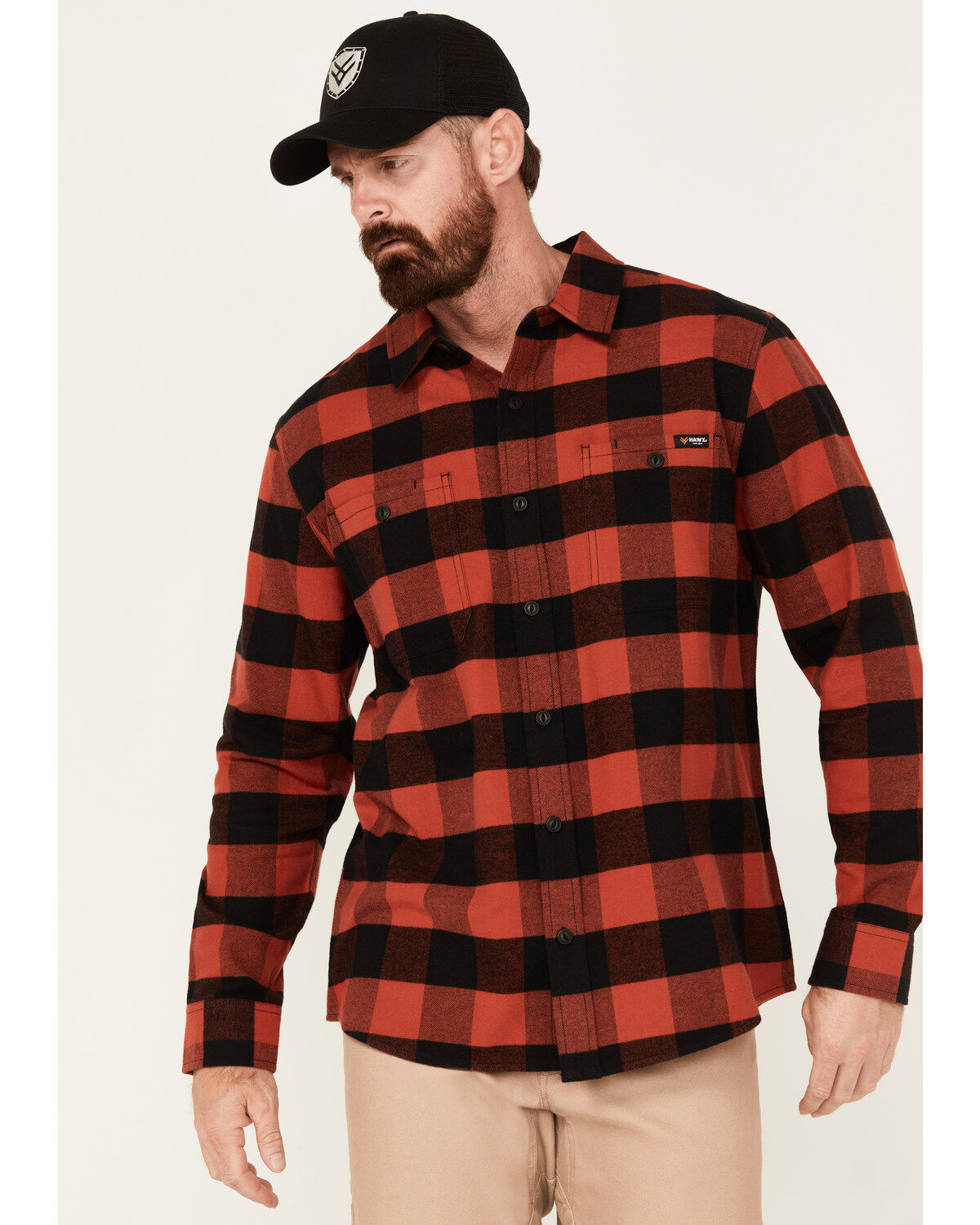 Men's Hawx Buffalo Plaid Print Flannel Work Shirt