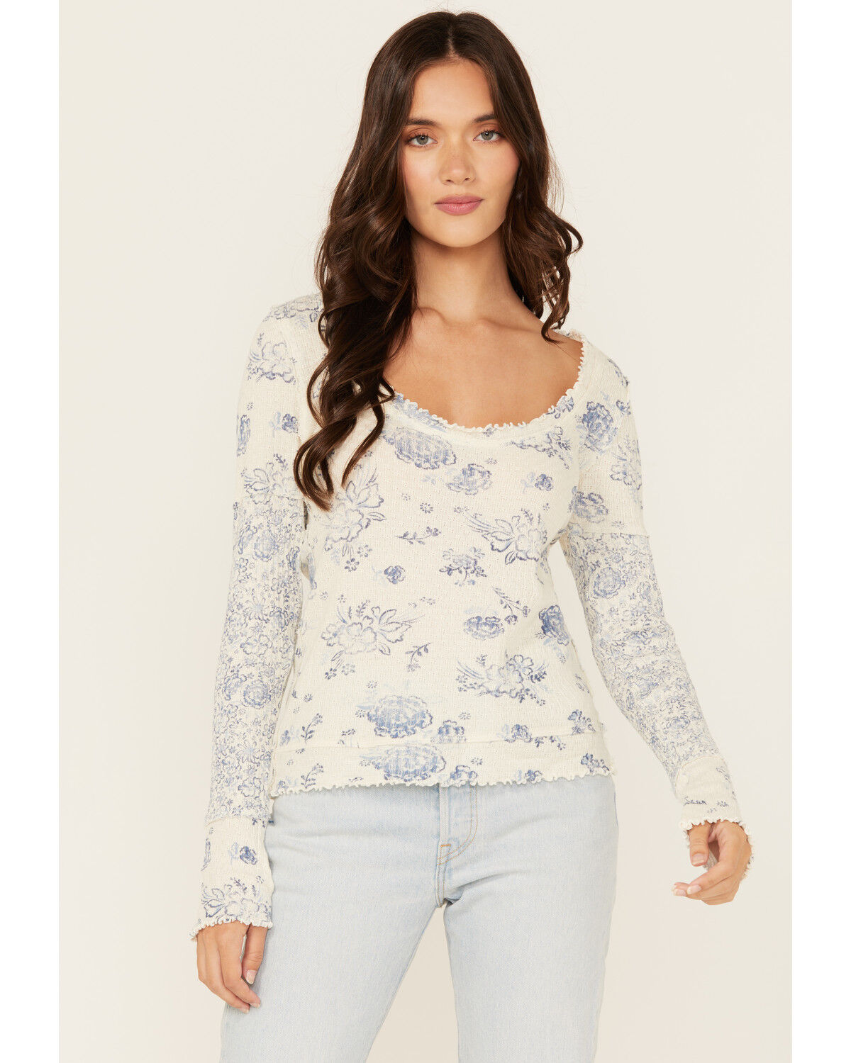 Women's Free People Clover Printed Thermal Long Sleeve Shirt