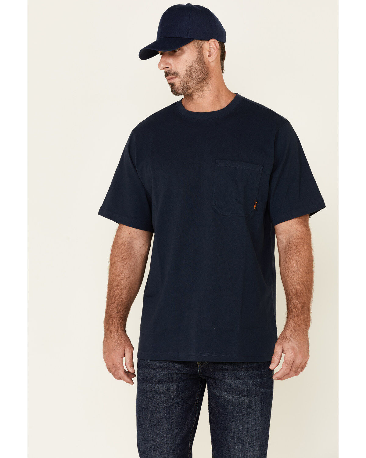 Men's Hawx Solid Navy Forge Short Sleeve Work Pocket T-Shirt - Big