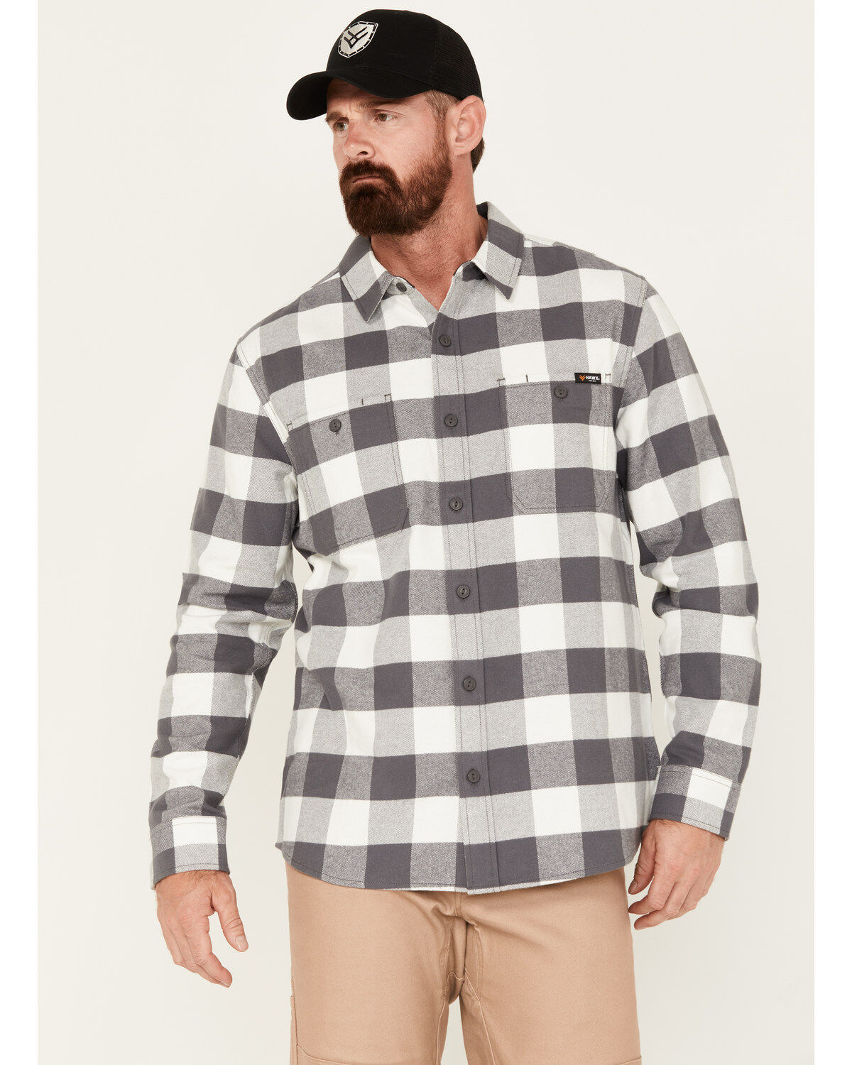 Men's Hawx Buffalo Plaid Print Flannel Work Shirt