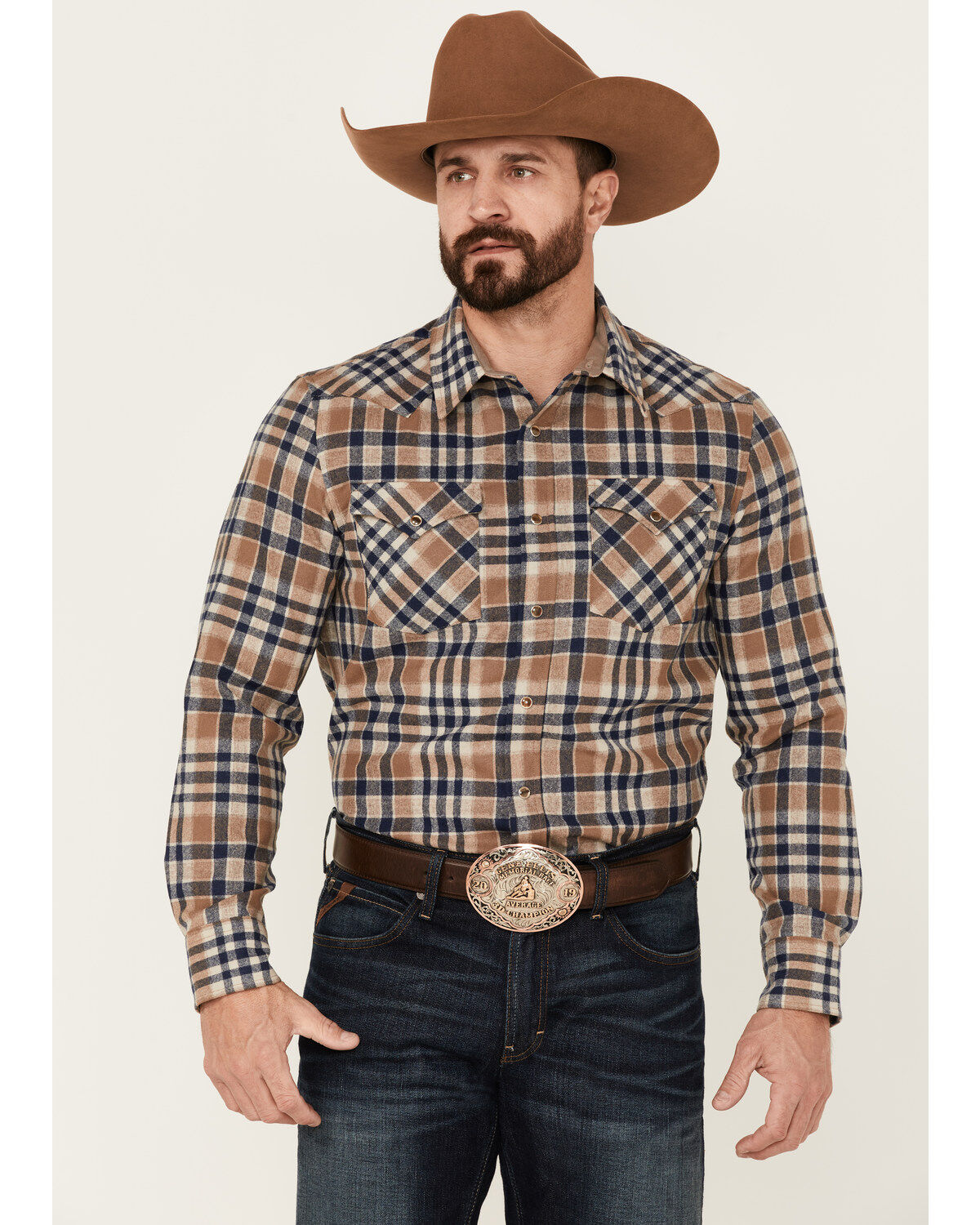 Men's Pendleton Canyon Ombre Plaid Long Sleeve Button-Down Western Shi