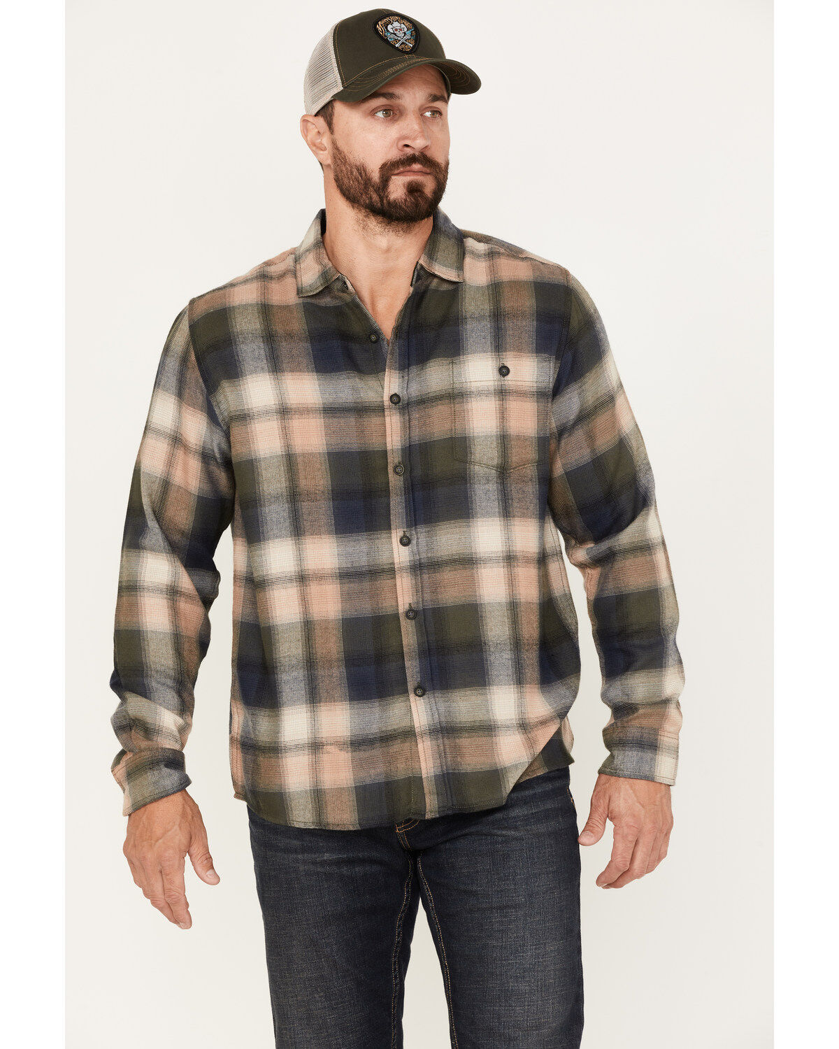 Men's North River Performance Plaid Print Long Sleeve Button Shirt