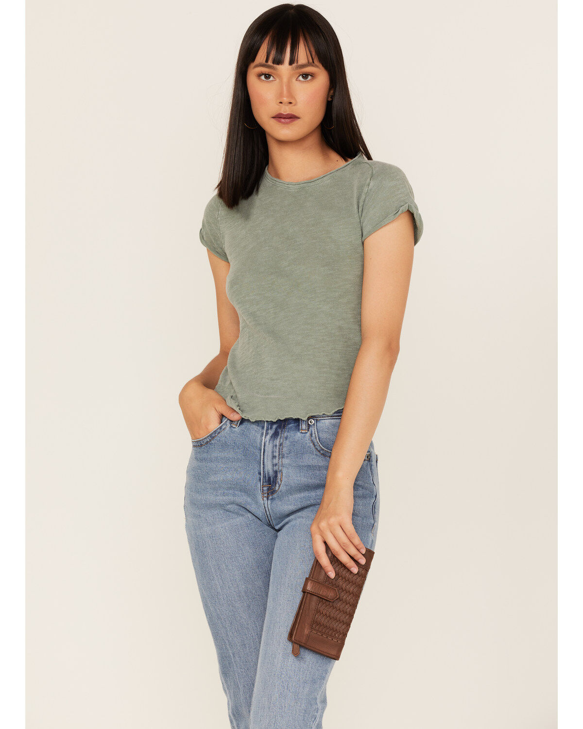 Women's Cleo + Wolf Basketweave Leather Wallet