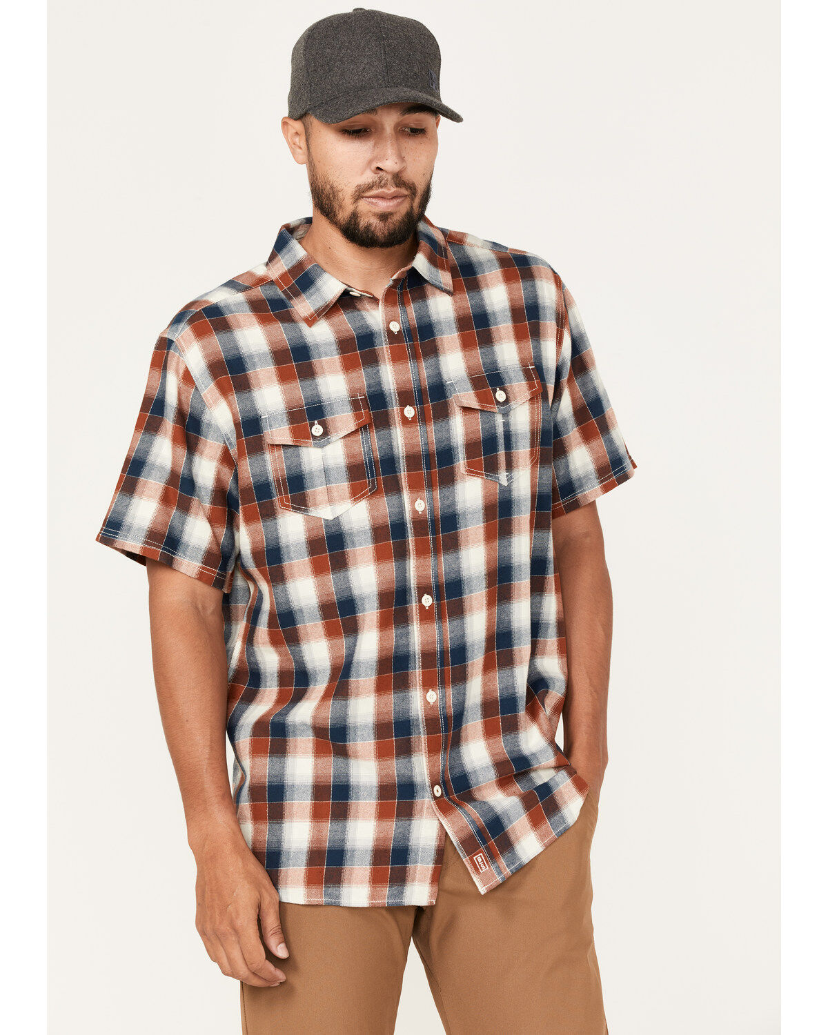 Men's Brothers and Sons Casual Plaid Short Sleeve Button-Down Western