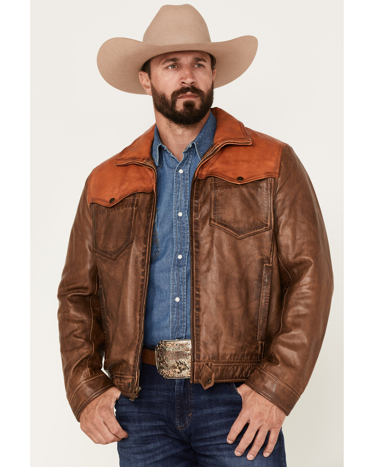 Men's Scully Color Block Leather Jacket