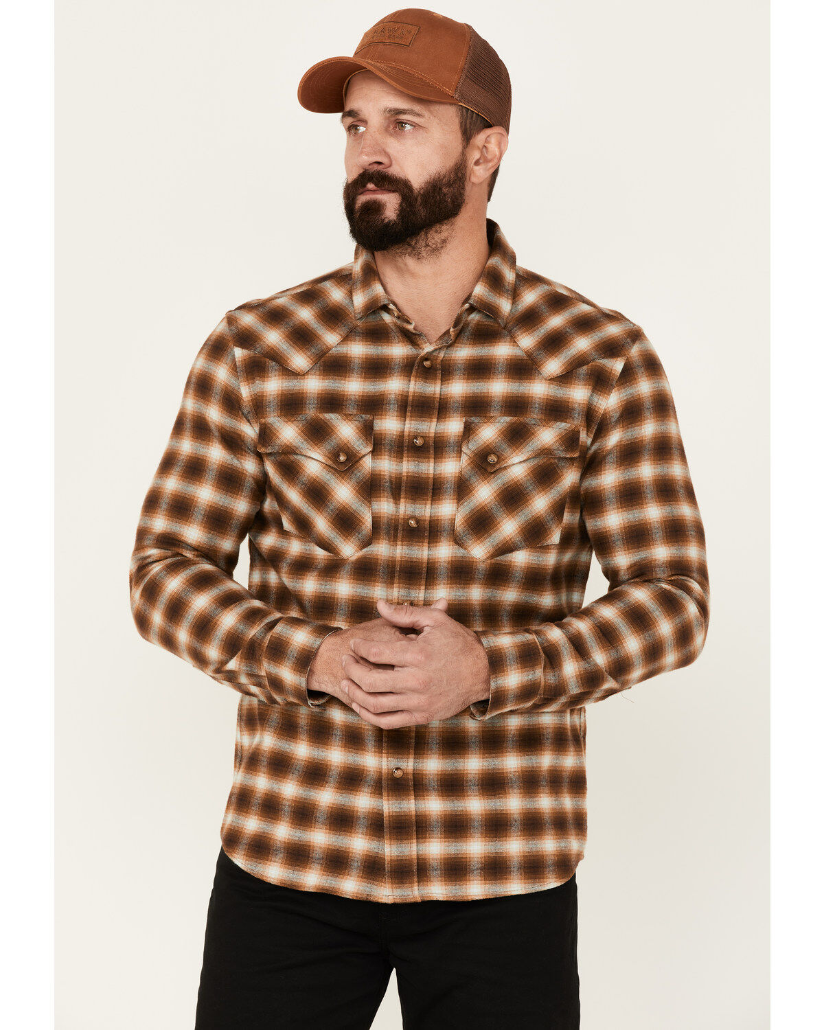 Men's Pendleton Wyatt Small Plaid Long Sleeve Snap Western Shirt