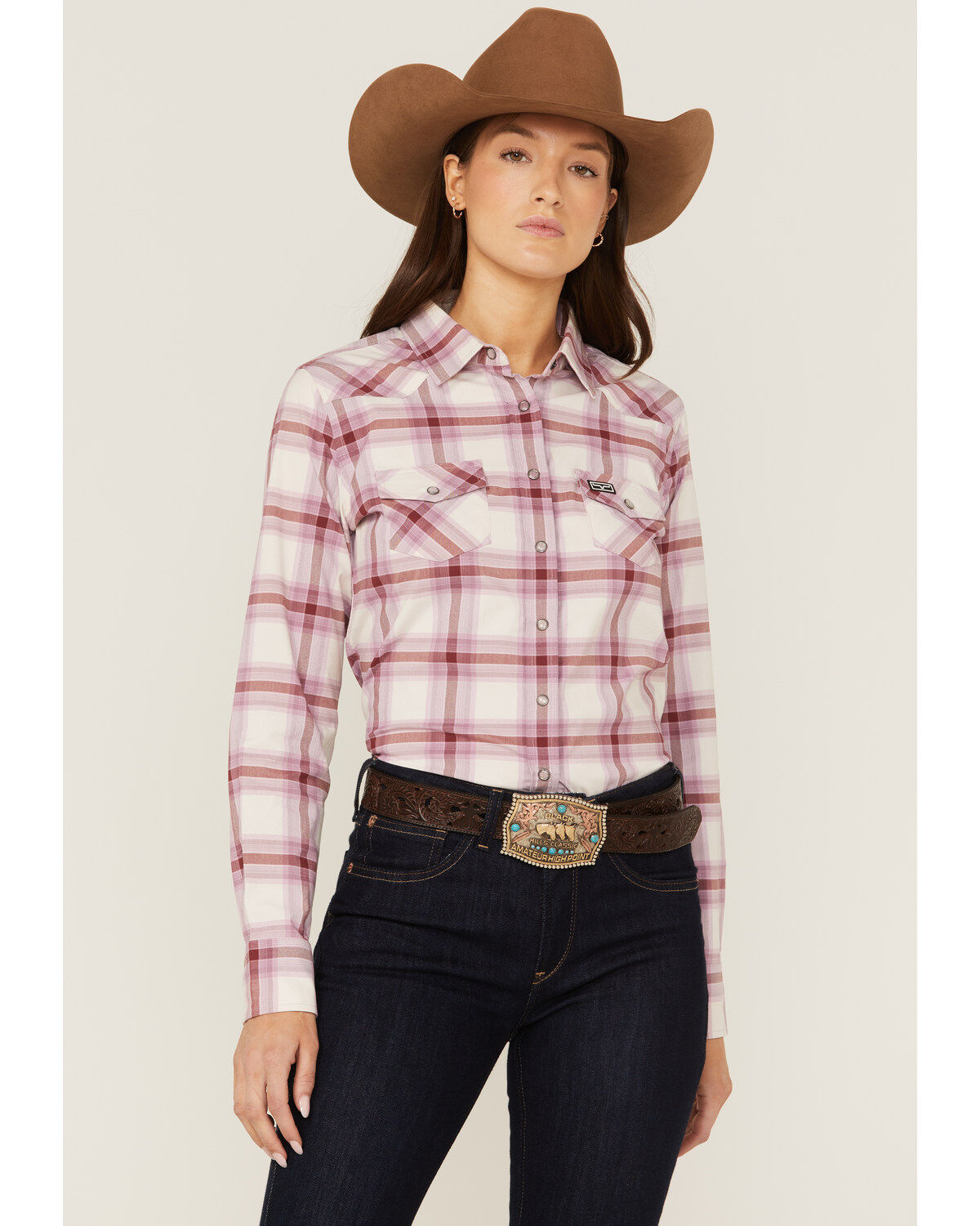 Women's Kimes Ranch Matadora Plaid Print Long Sleeve Western Snap Shir
