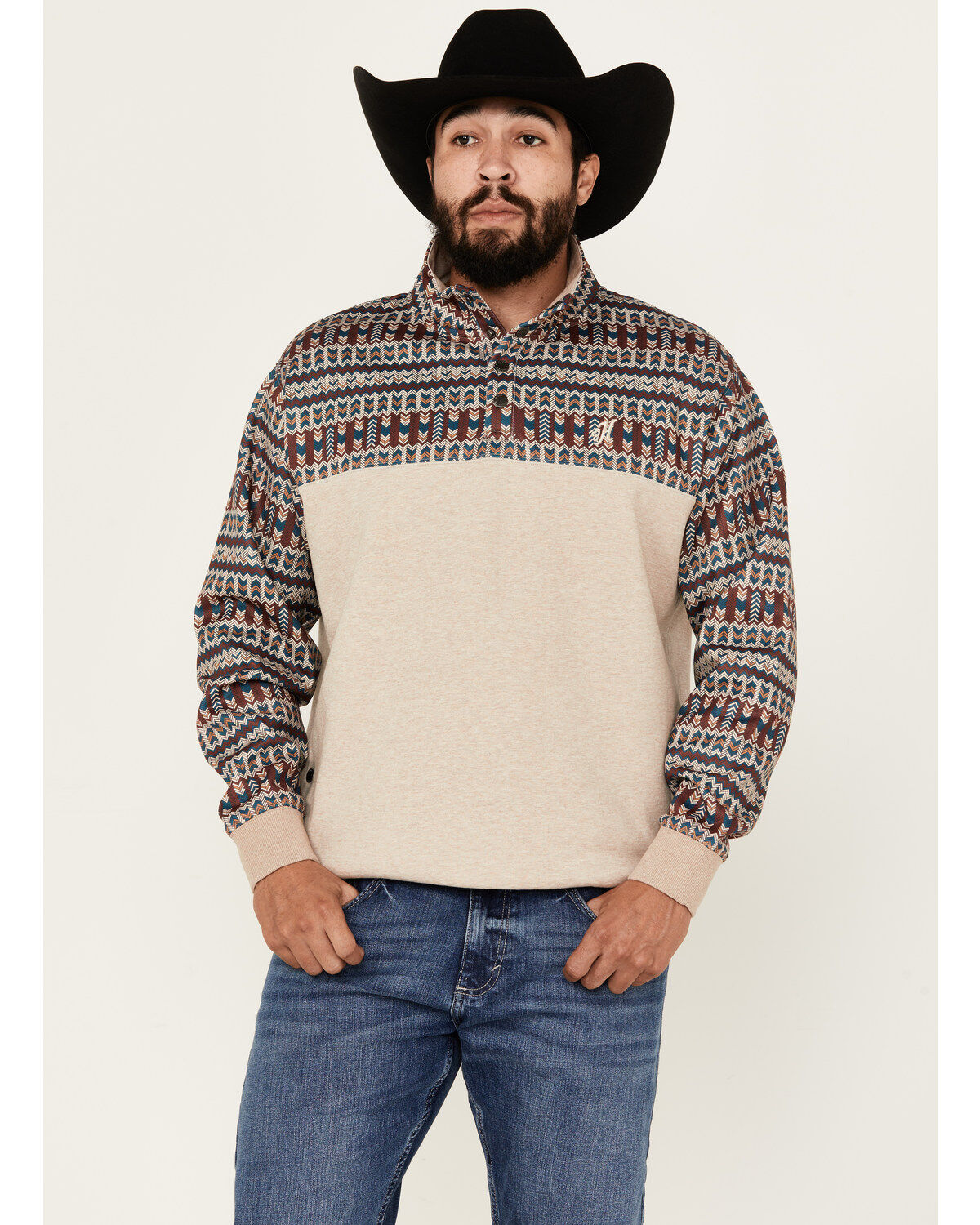 Men's Hooey Stevie Southwestern Color Block 1/4 Snap Pullover