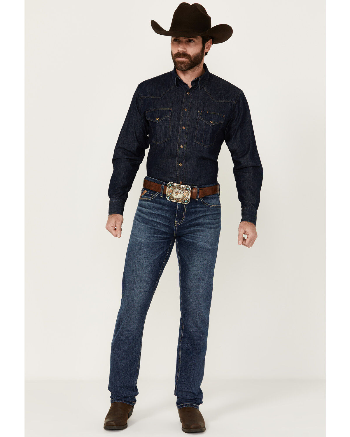 Men's Ariat M8 Champ Ashton Medium Wash Modern Slim Fit Stretch Denim
