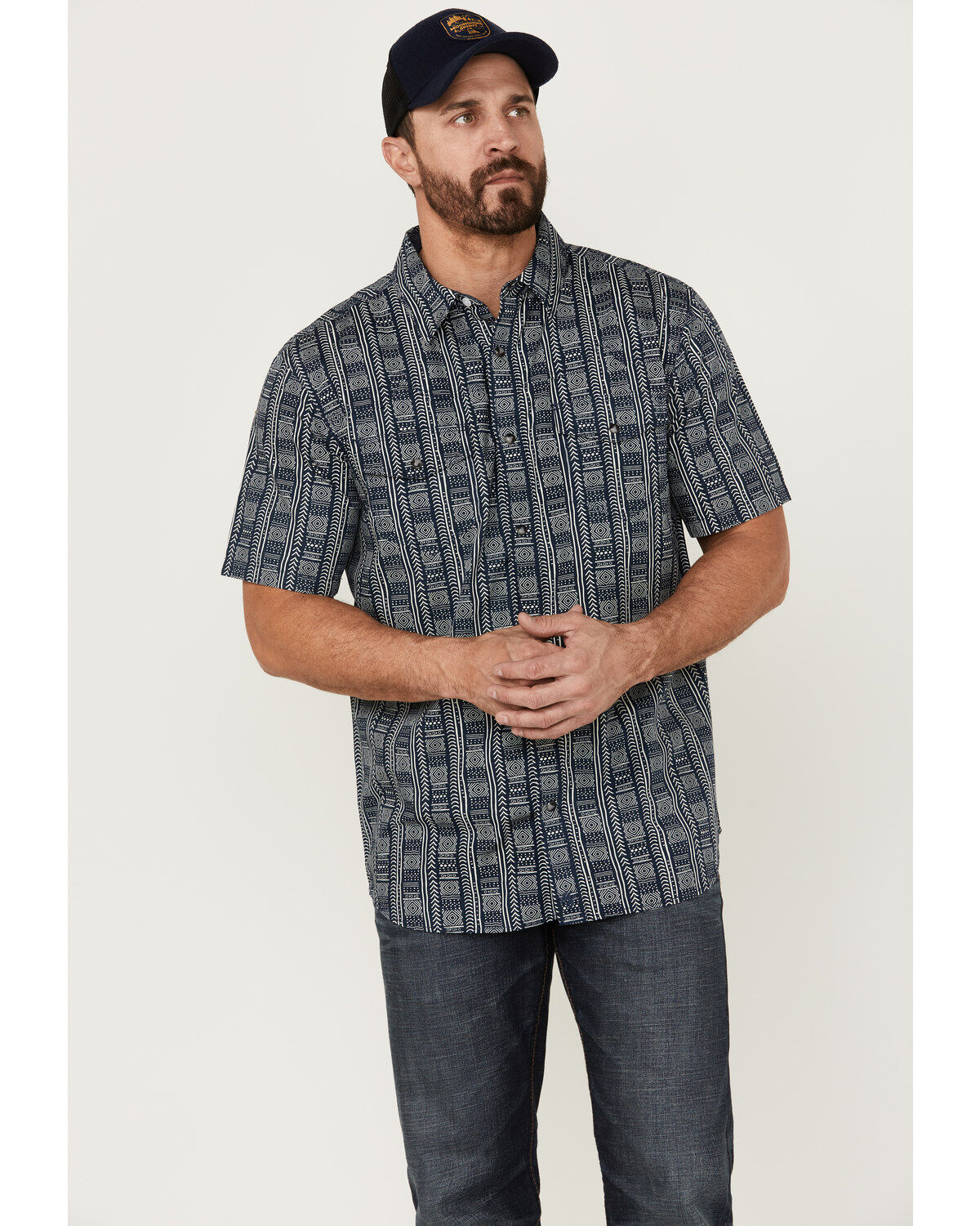 Men's Moonshine Spirit Tikki Pole Southwestern Stripe Short Sleeve Sna