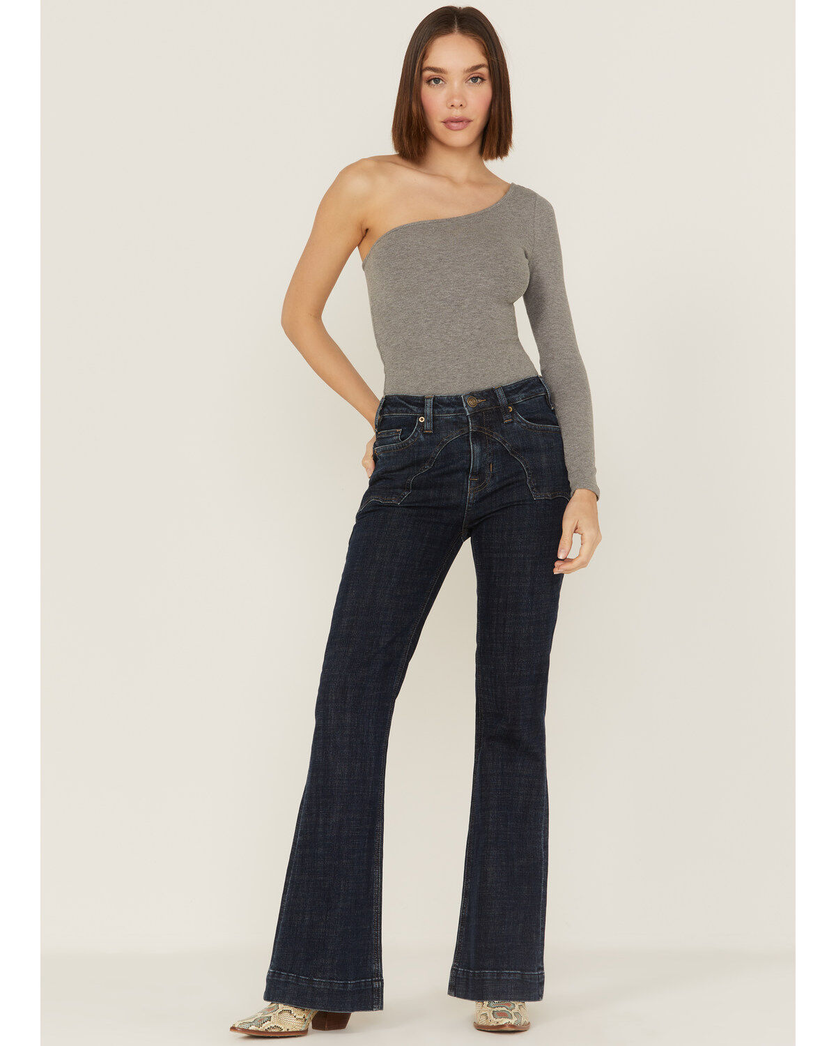 Women's Rock & Roll Denim Yoke Front Flare Jeans
