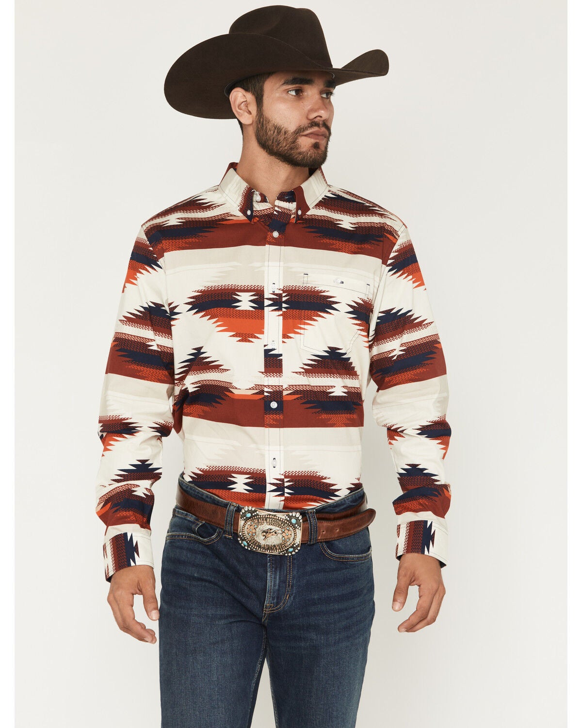 Men's RANK 45 The Chief Southwestern Print Long Sleeve Button-Down St