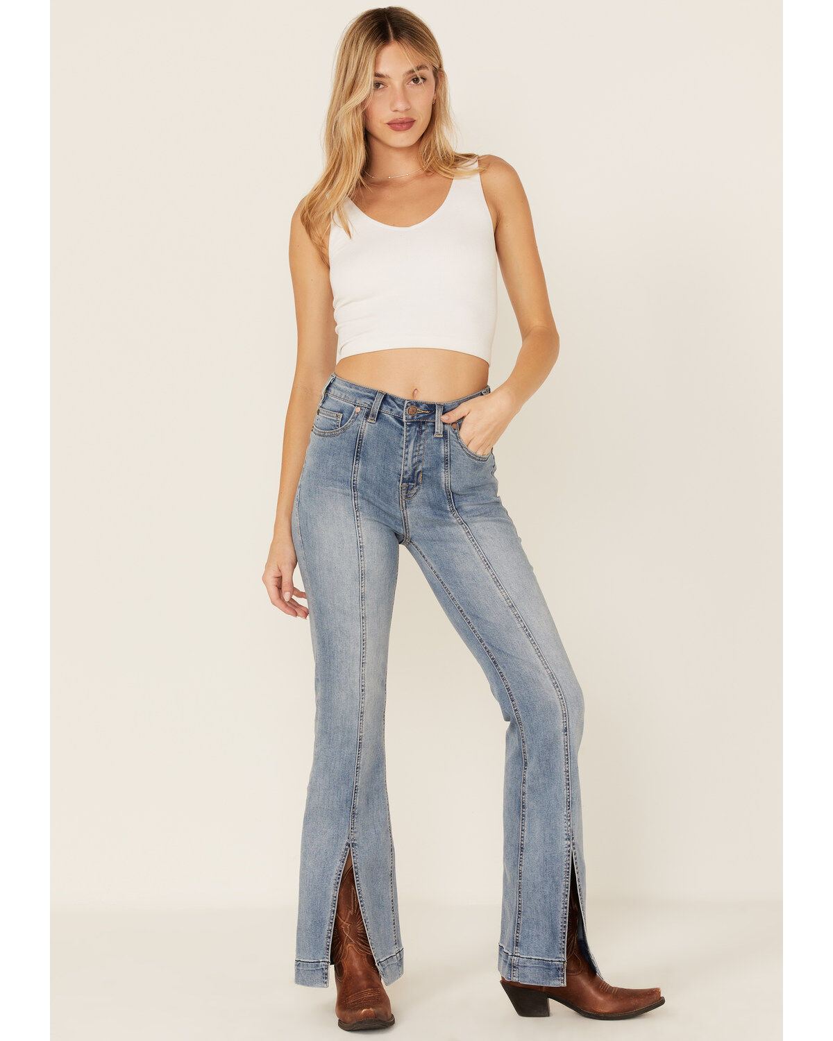 Women's Rock & Roll Denim Slit Front Trouser Jeans