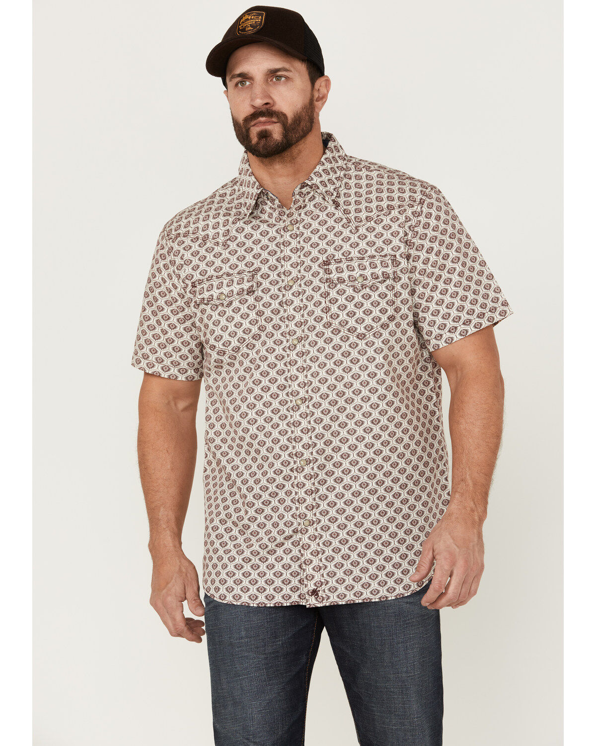 Men's Moonshine Spirit Sparky Medallion Geo Print Short Sleeve Snap We