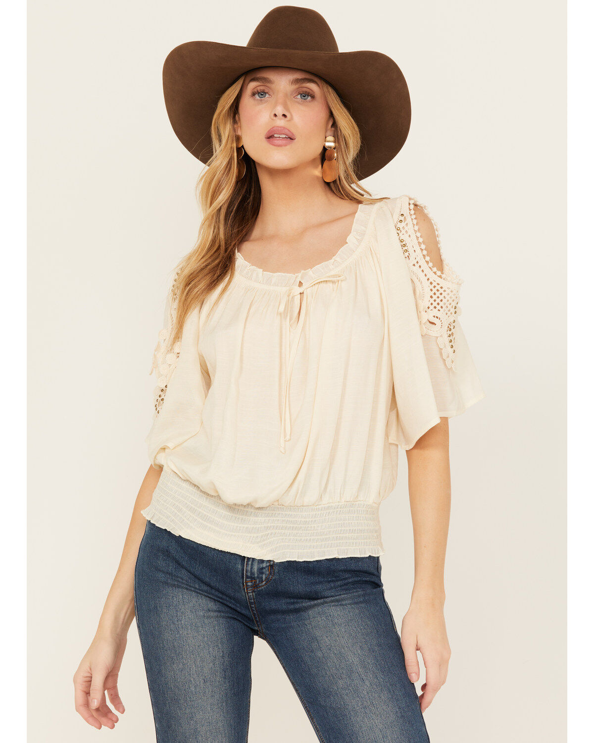Women's Wild Moss Crochet Cold Shoulder Top