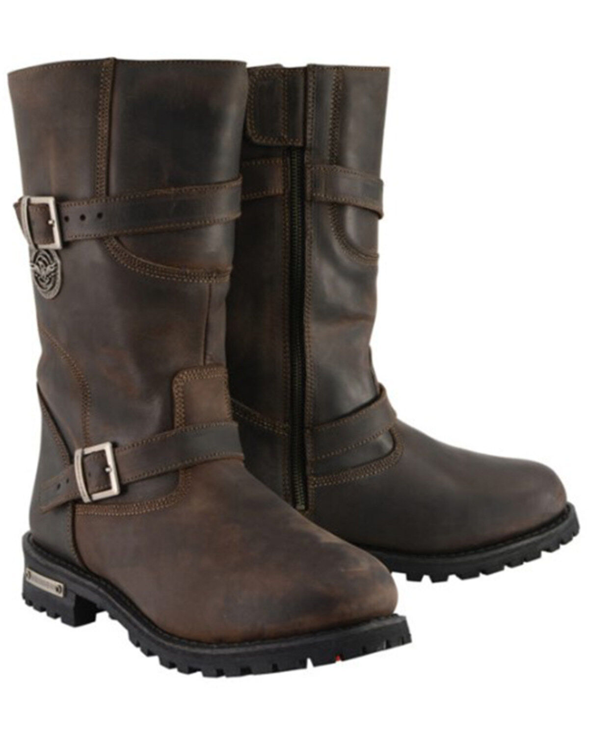 Men's Milwaukee Leather Classic Engineer Motorcycle Boots - Round Toe