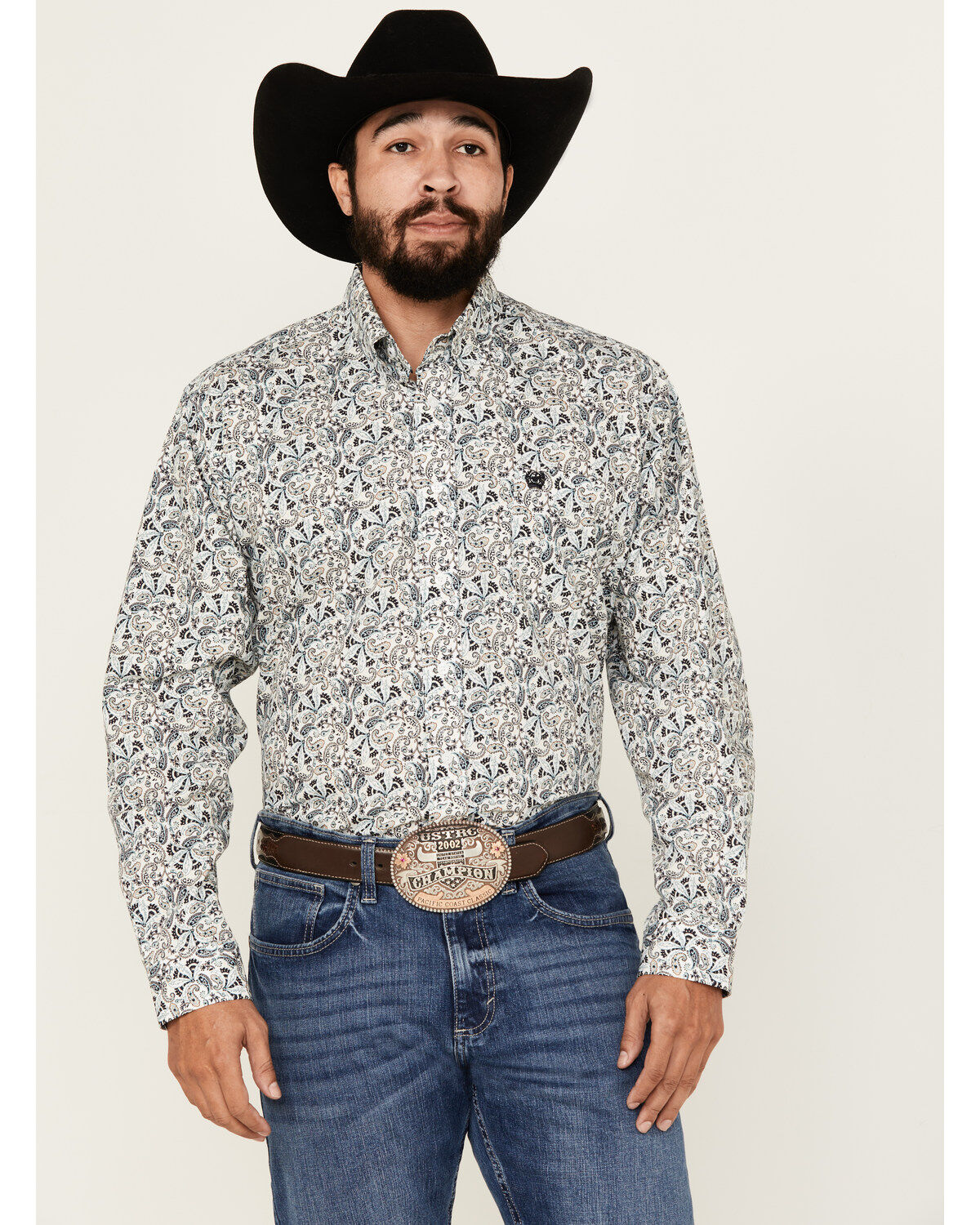 Men's Cinch Paisley Print Long Sleeve Button-Down Western Shirt