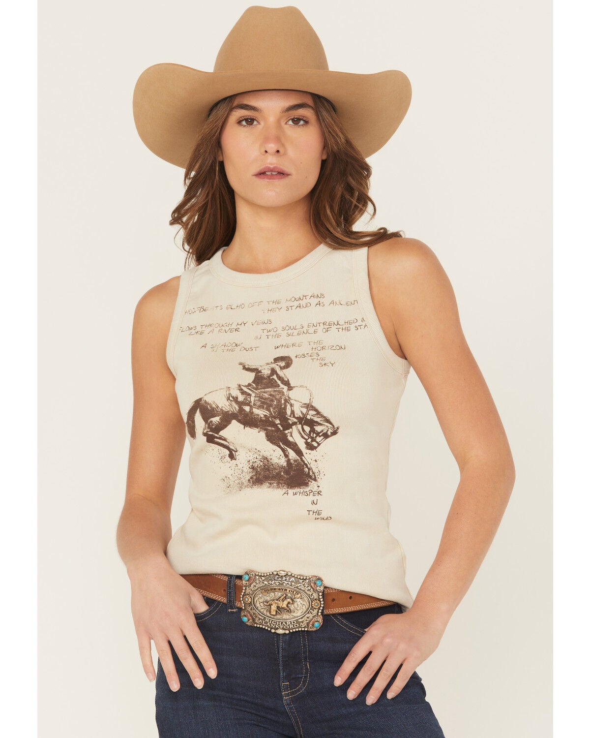 Women's Shyanne Bucking Horse Rib Knit Tank Top