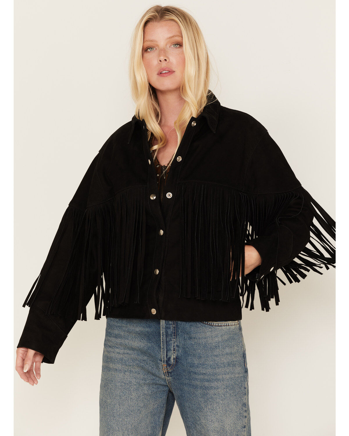 Women's Understated Leather Howling Moon Fringe Jacket
