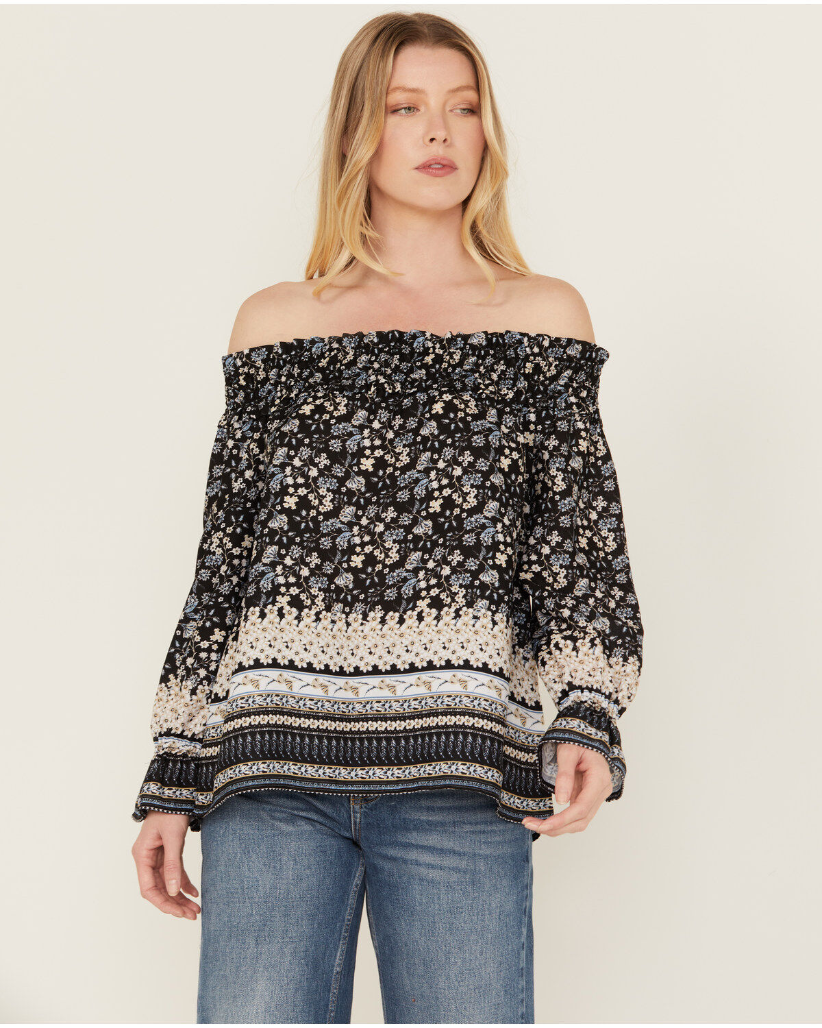 Women's Wild Moss Border Off The Shoulder Top