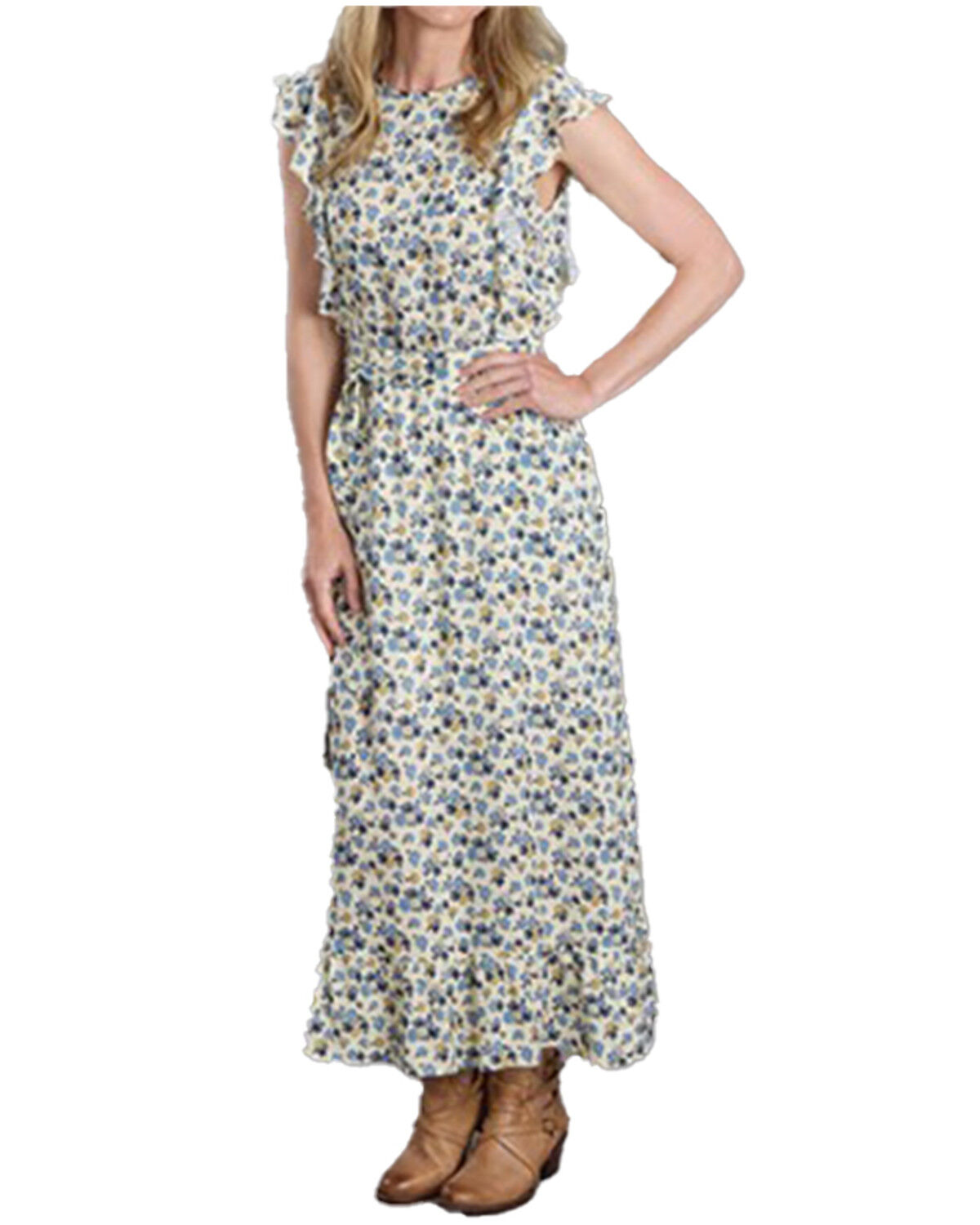 Women's Stetson Field Flowers Floral Print Short Sleeve Maxi Dress