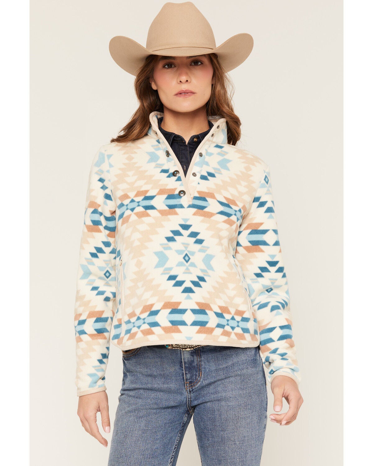 Women's Shyanne Polar Fleece Southwestern Print Snap Pullover