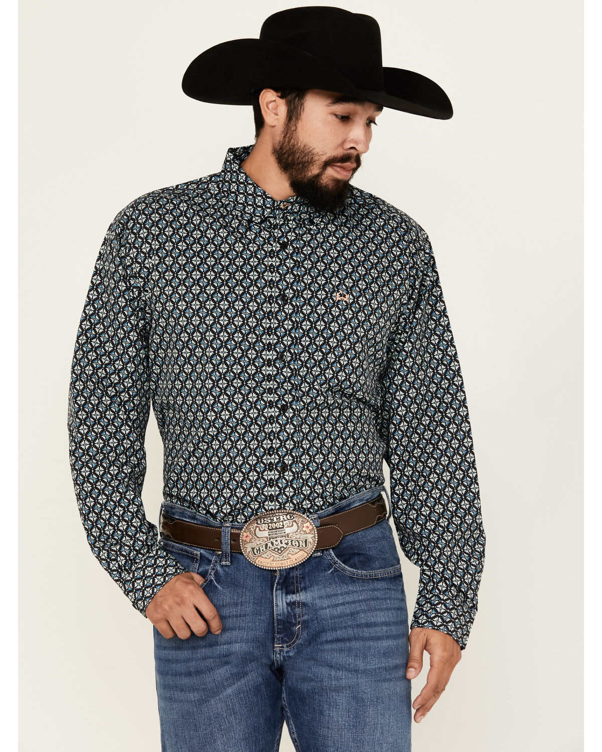 Men's Cinch ARENAFLEX Medallion Geo Print Long Sleeve Button-Down Per