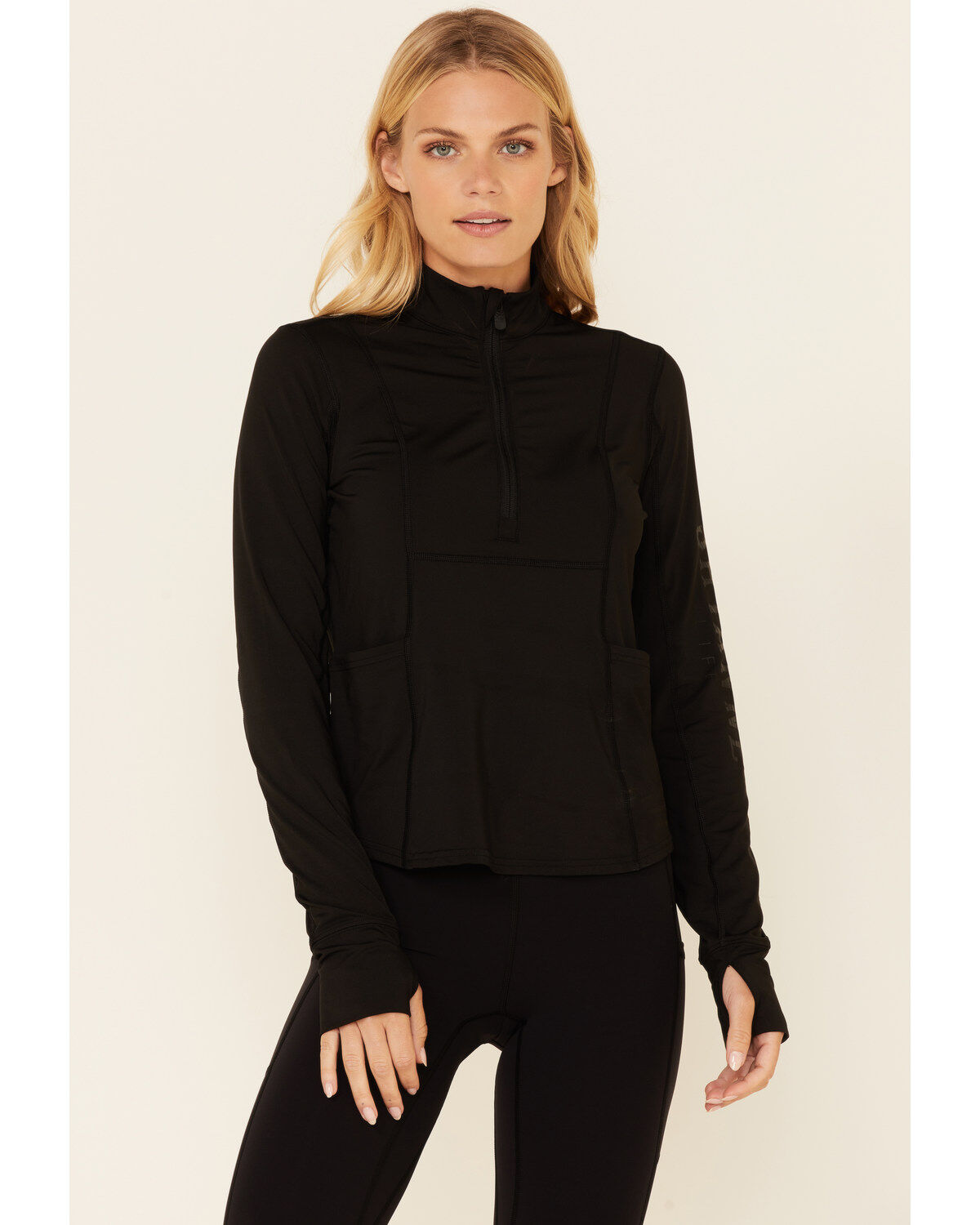 Women's Shyanne 1/2 Zip Logo Sleeve Relaxed Pullover