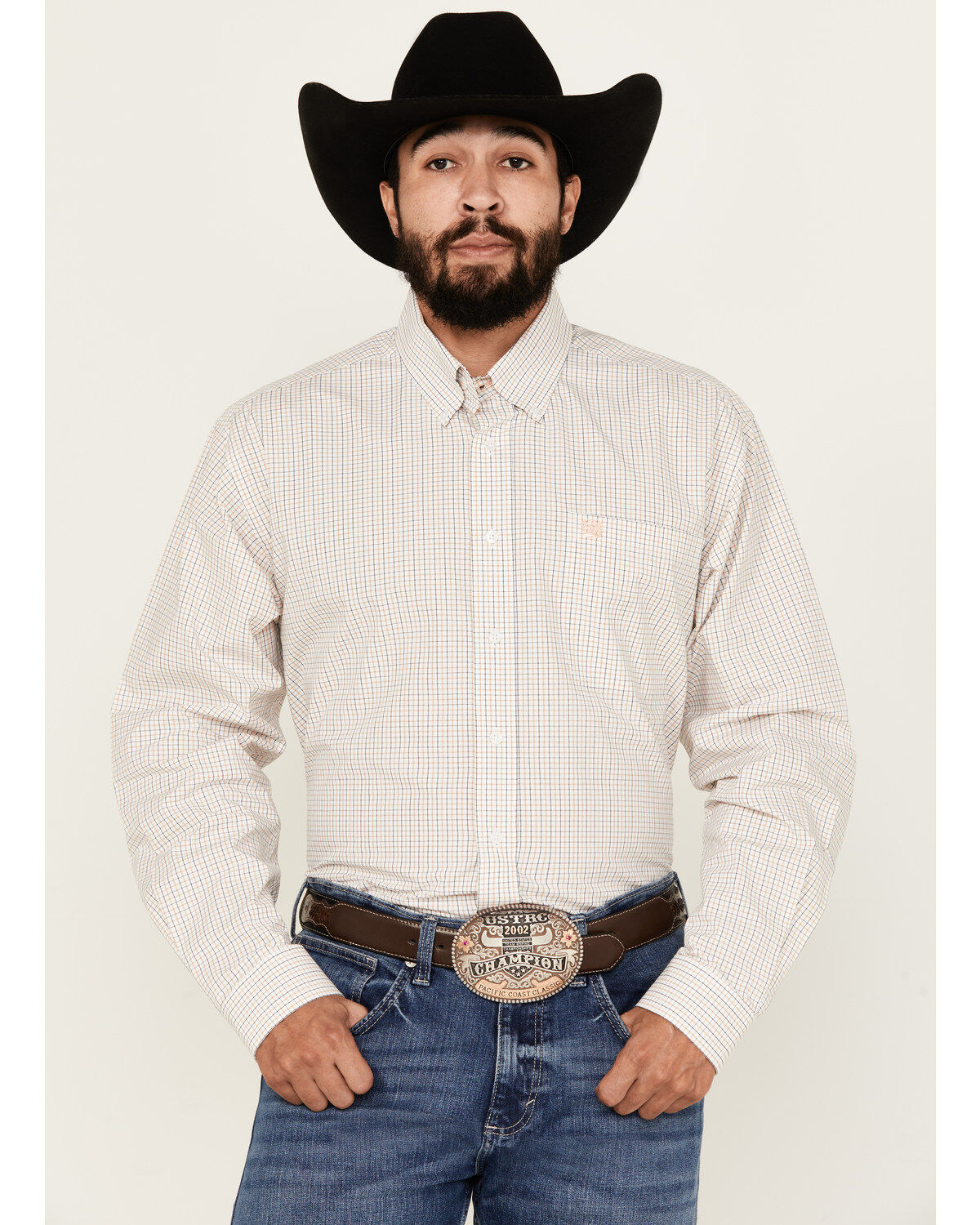 Men's Cinch Checkered Print Long Sleeve Button-Down Western Shirt