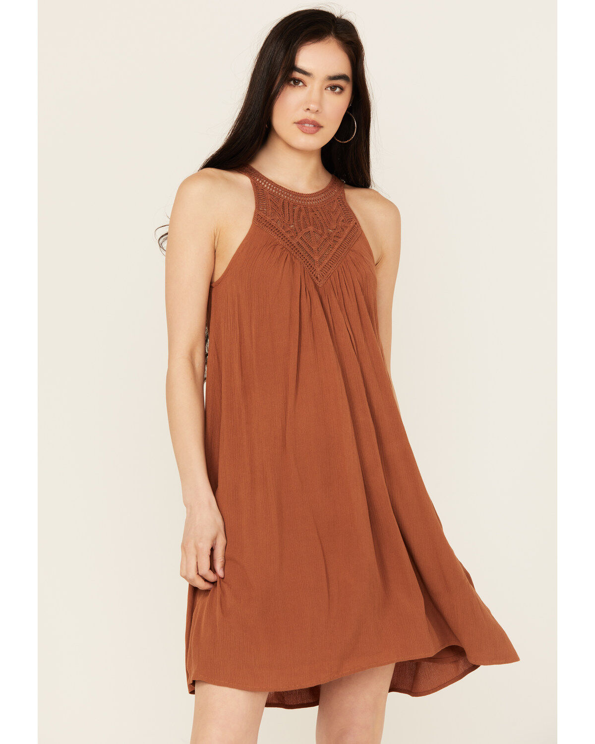 Women's Shyanne Crochet Yoke Crinkle Mini Dress