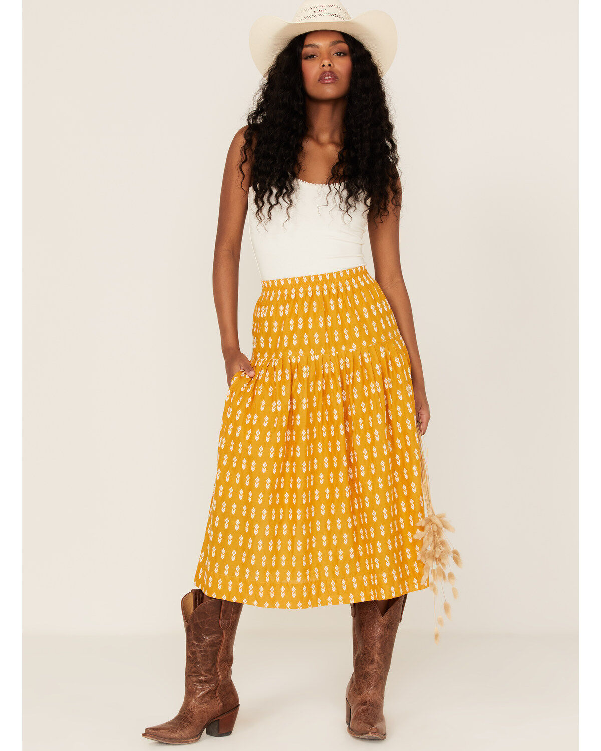 Women's Stetson Southwestern Embroidered Prairie Style Midi Skirt
