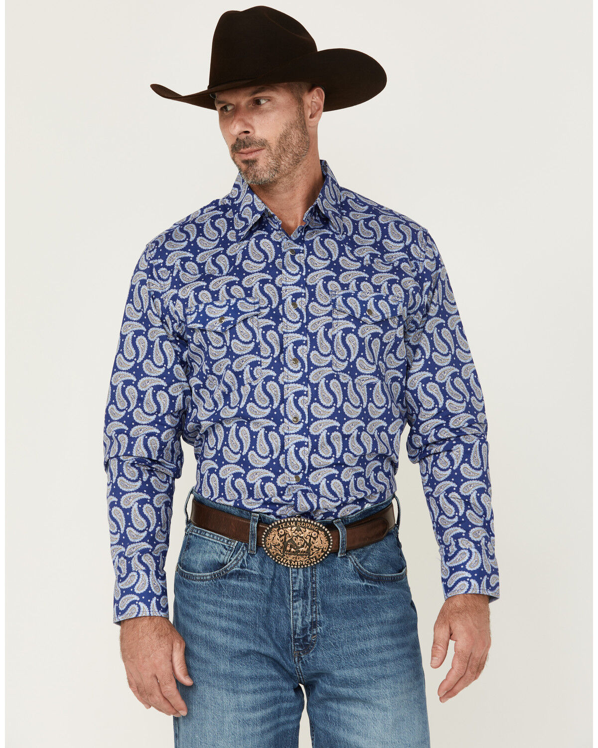 Men's Wrangler 20X Paisley Print Long Sleeve Snap Stretch Western Shir