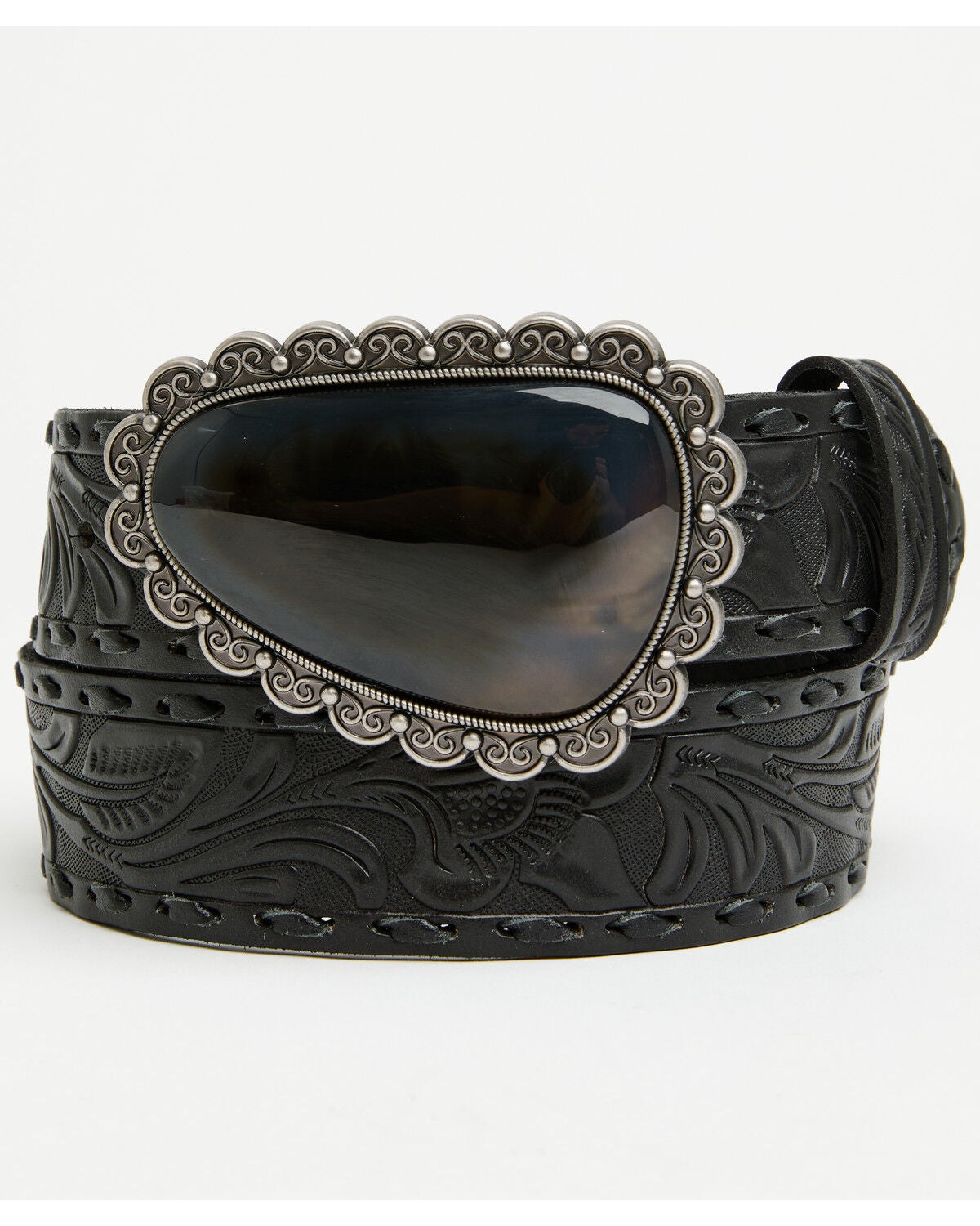 Women's Shyanne Whipstitch Agate Stone Buckle Belt