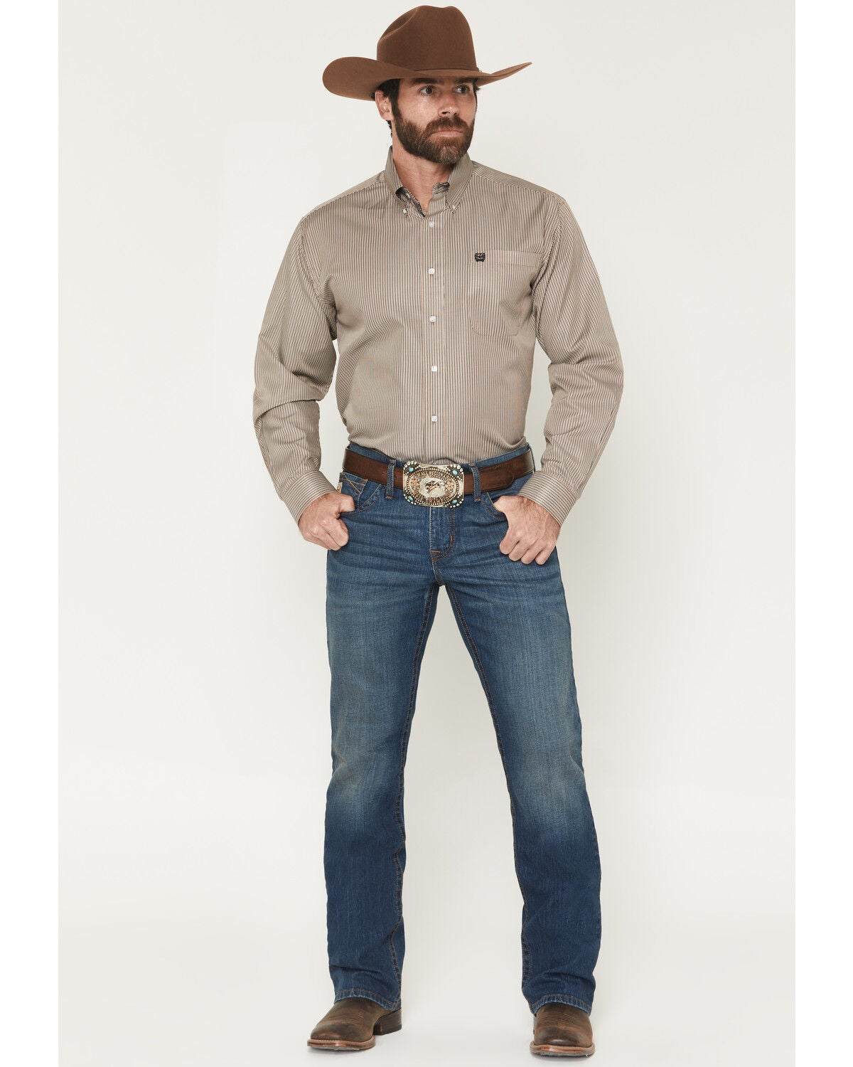 Men's Cinch Ian Dark Wash Slim Bootcut Stretch Denim Jeans