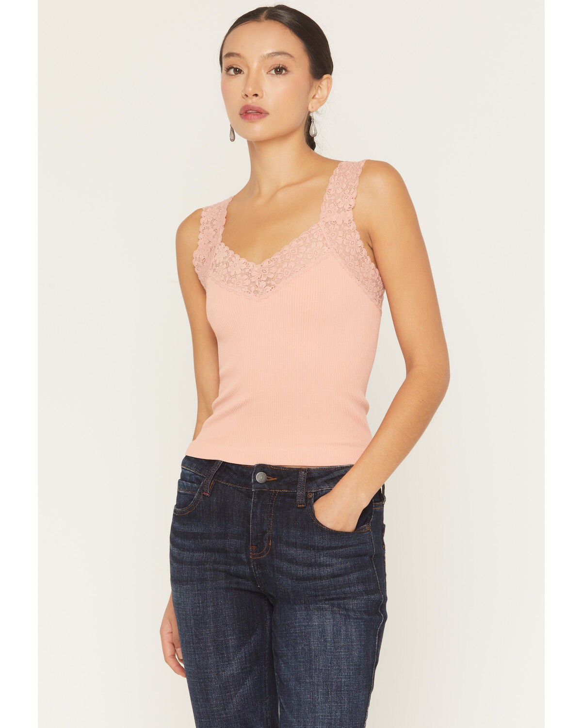 Women's By Together Seamless Lace Ribbed Tank