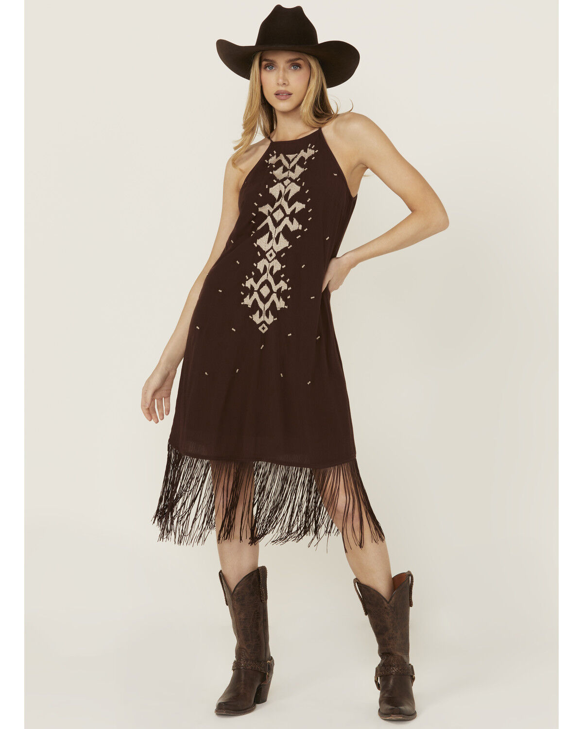 Women's Shyanne Embroidered Fringe Midi Dress