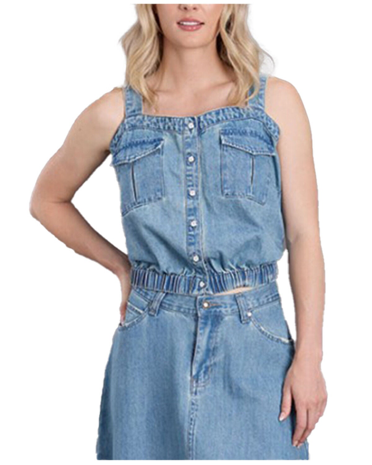 Women's Stetson Light Wash Denim Button Front Tank Top