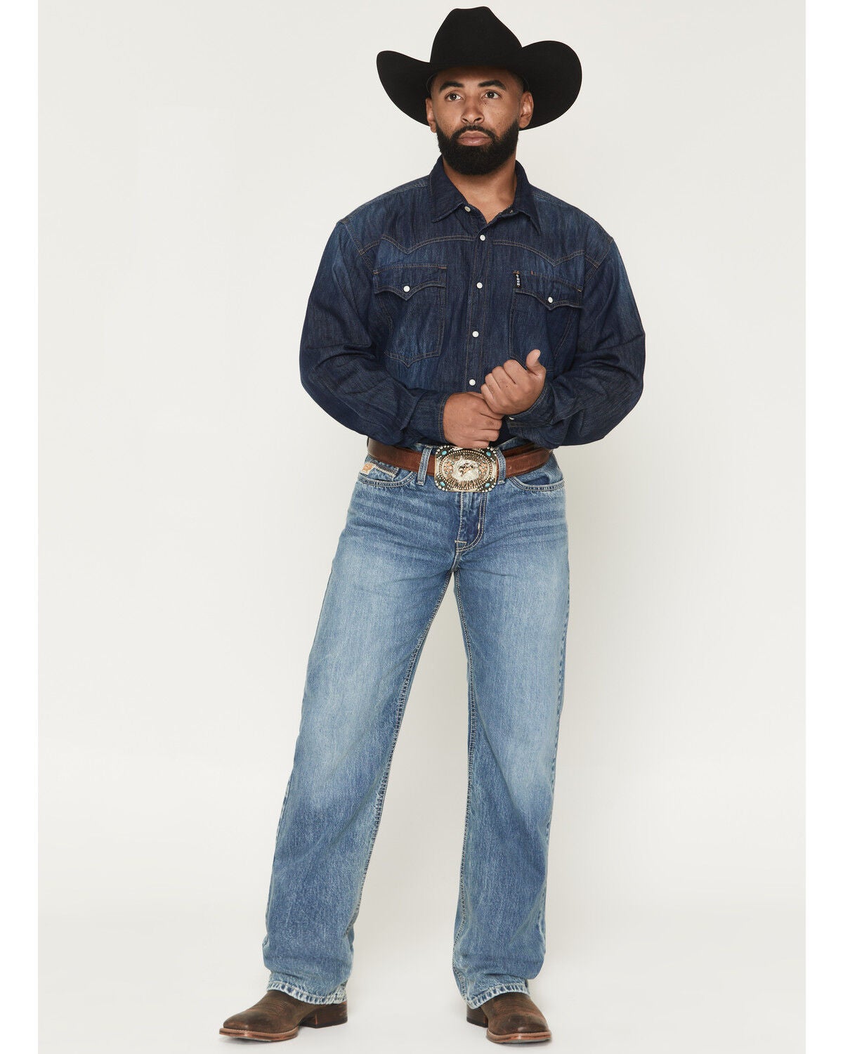 Men's Cinch Grant Light Acid Wash Relaxed Bootcut Rigid Denim Jeans