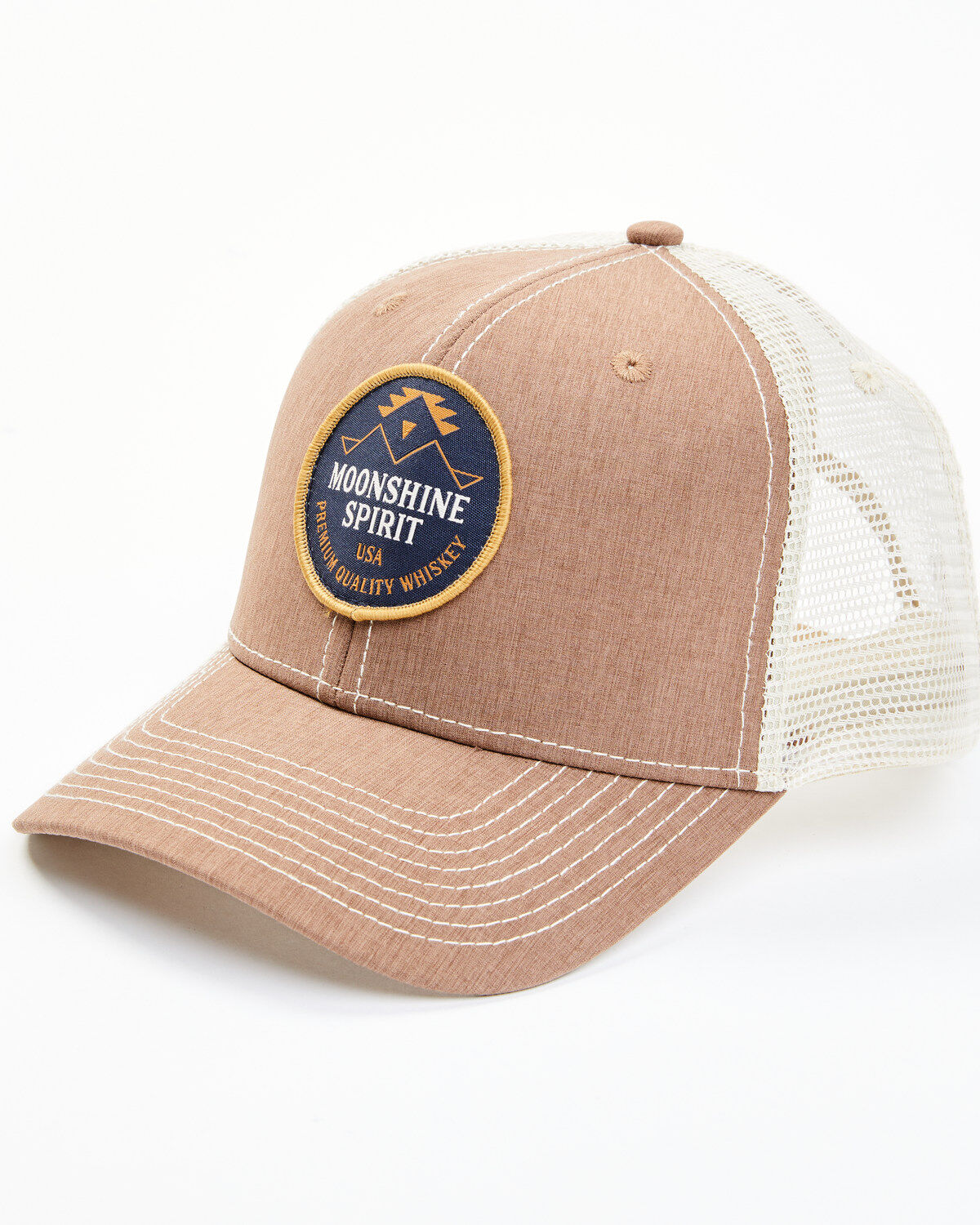 Men's Moonshine Spirit Brown Southwestern Circle Logo Patch Mesh-Back