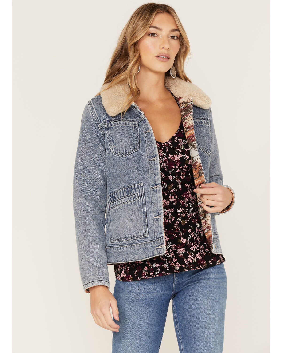 Women's Idyllwind Light Wash Reversible Sherpa Blanket Denim Jacket