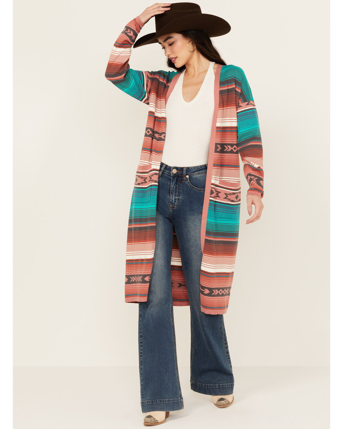 Women's Wrangler Serape Striped Long Sleeve Duster