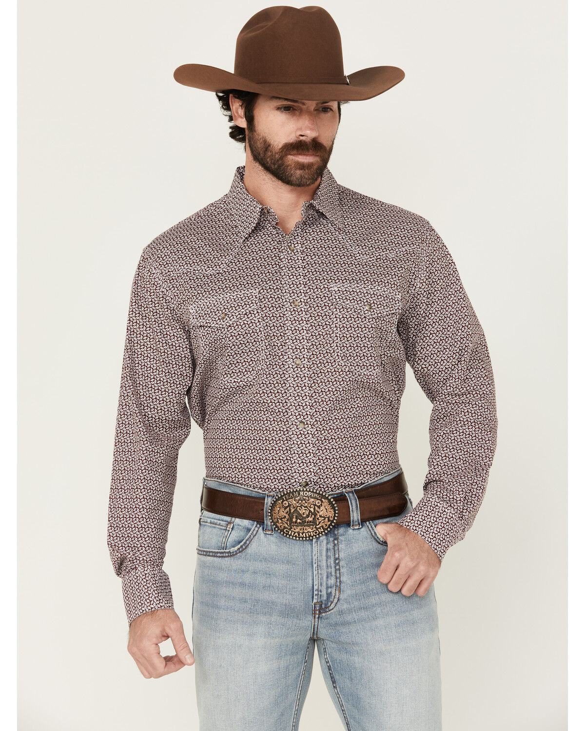 Men's Wrangler 20x Geo Print Long Sleeve Snap Stretch Western Shirt