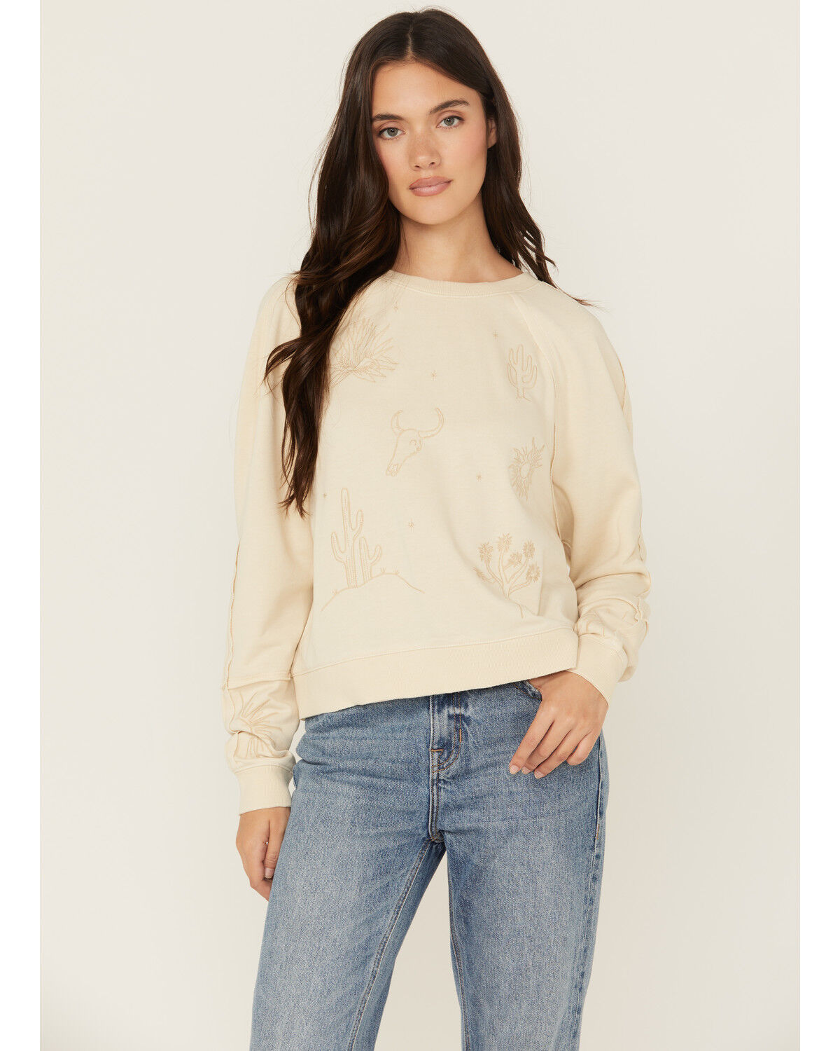 Women's Cleo + Wolf Embroidered Long Sleeve Shirt